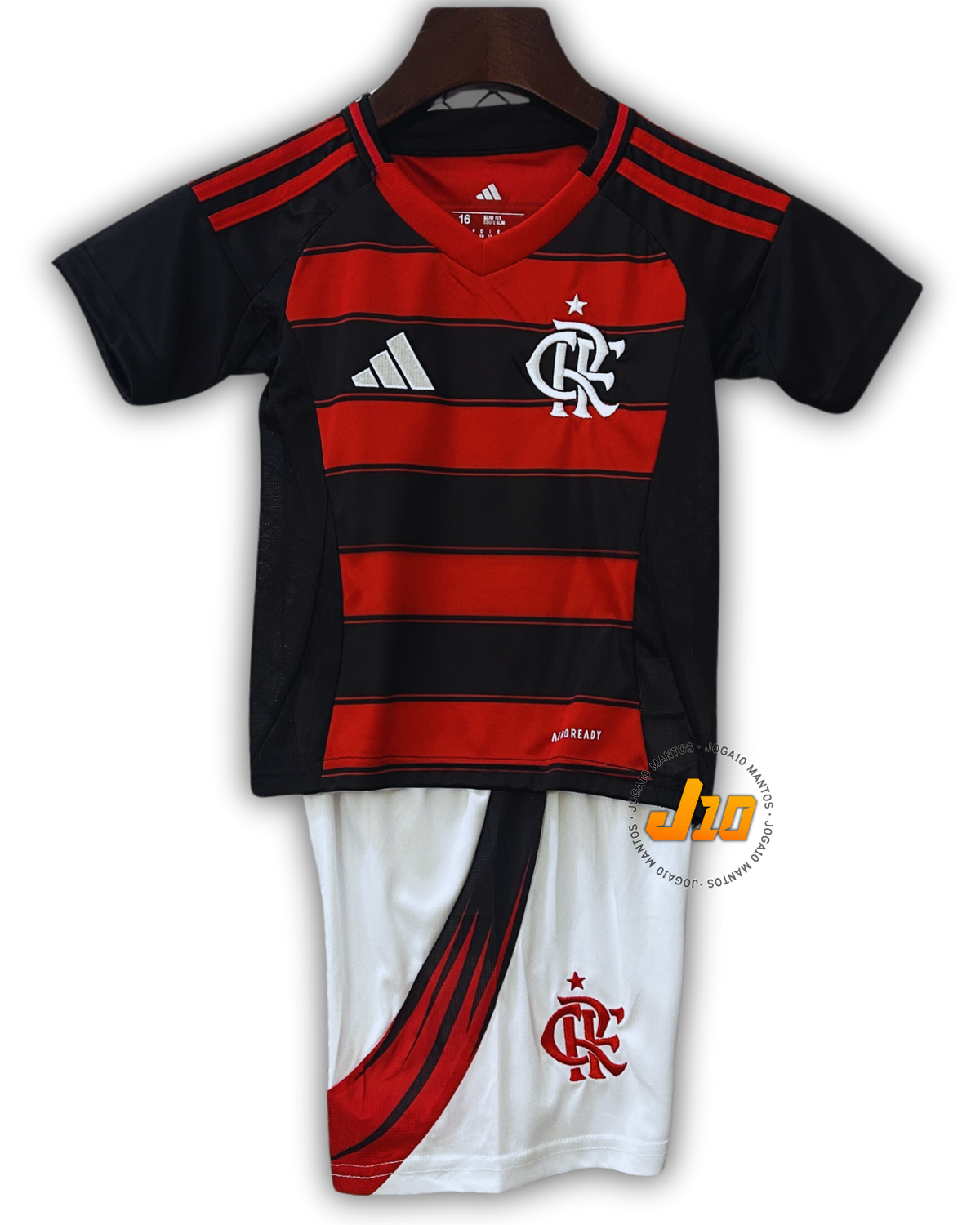 Conjunto Infantil Flamengo I 25/26 Adidas - Preto e Vermelho
