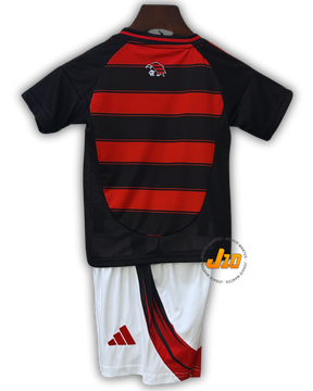 Conjunto Infantil Flamengo I 25/26 Adidas - Preto e Vermelho