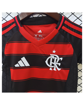 Conjunto Infantil Flamengo I 25/26 Adidas - Preto e Vermelho