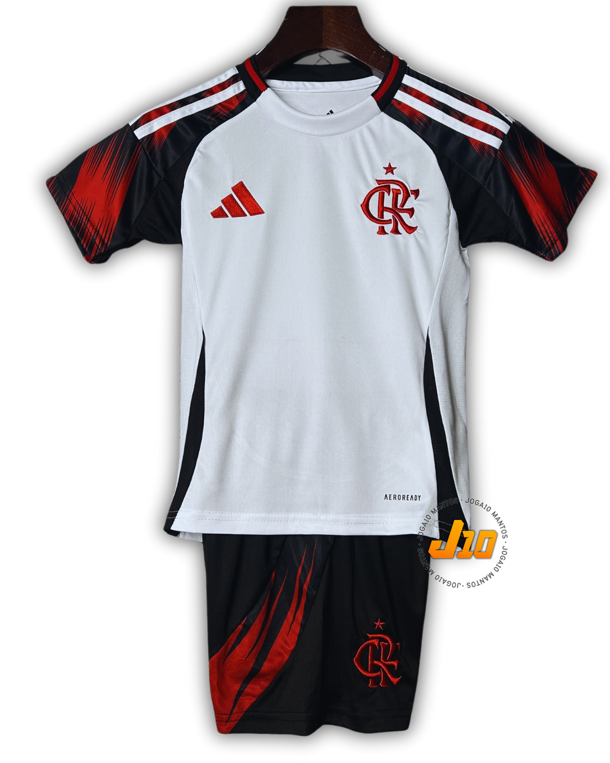Conjunto Infantil Flamengo II 25/26 Adidas - Branco e Preto
