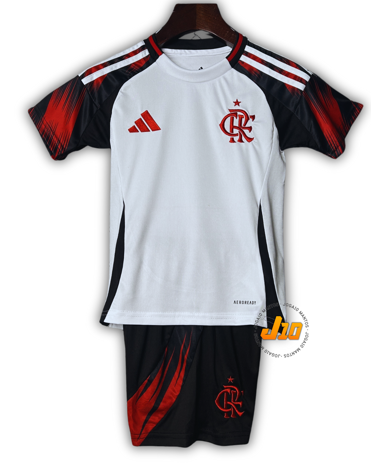 Conjunto Infantil Flamengo II 25/26 Adidas - Branco e Preto