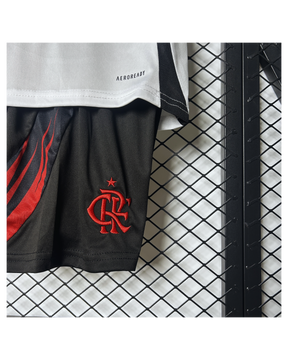 Conjunto Infantil Flamengo II 25/26 Adidas - Branco e Preto